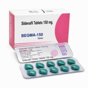 Begma 150mg Sildenafil tablet box and blister strip