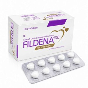 Fildena Professional 100mg Sildenafil Citrate Sublingual Tablets box and blister strip