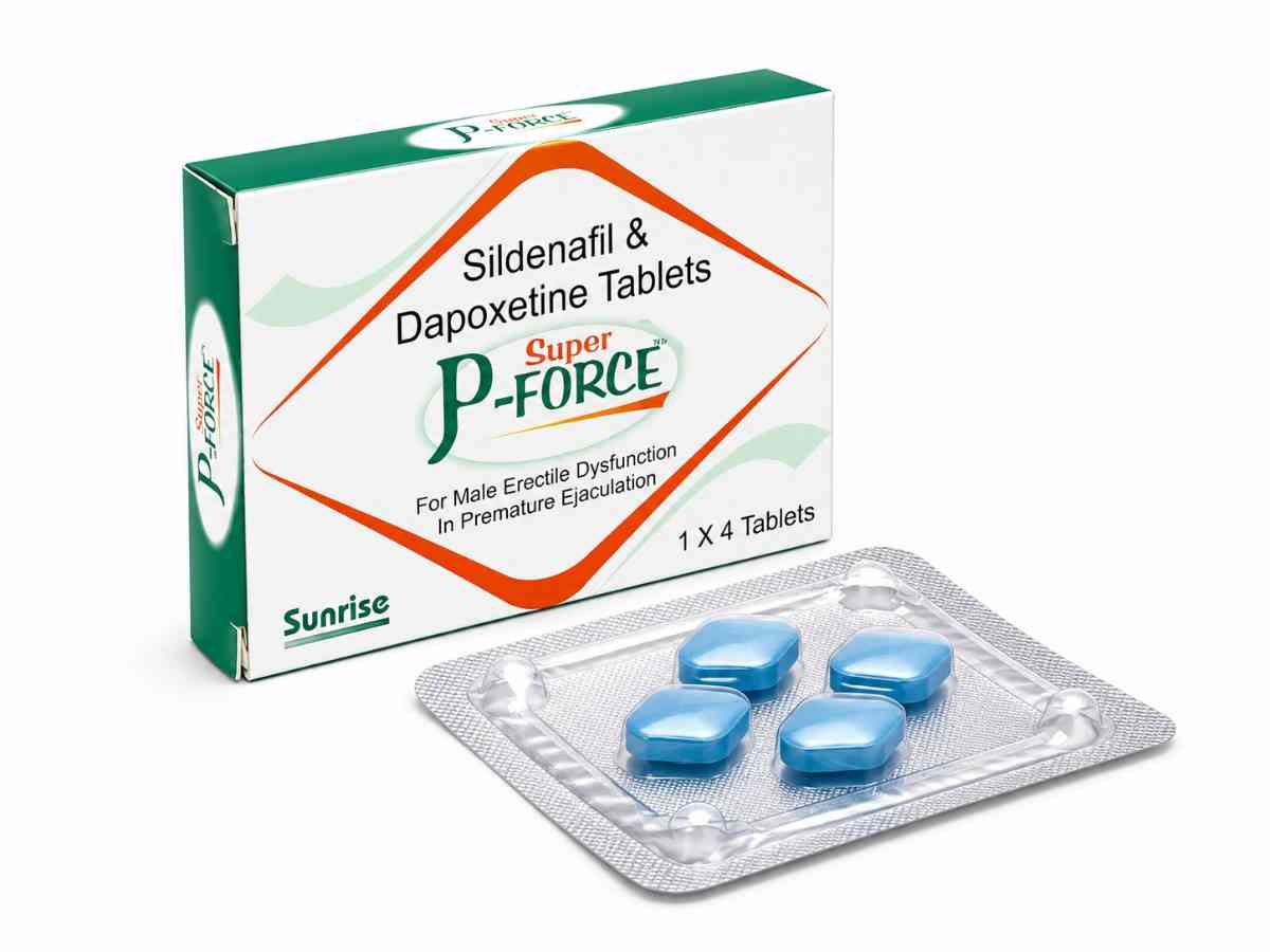 Super P Force Sildenafil Citrate and Dapoxetine Tablets box and blister strip