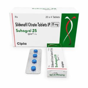 Suhagra 25 Sildenafil Citrate Tablets IP box and blister strip