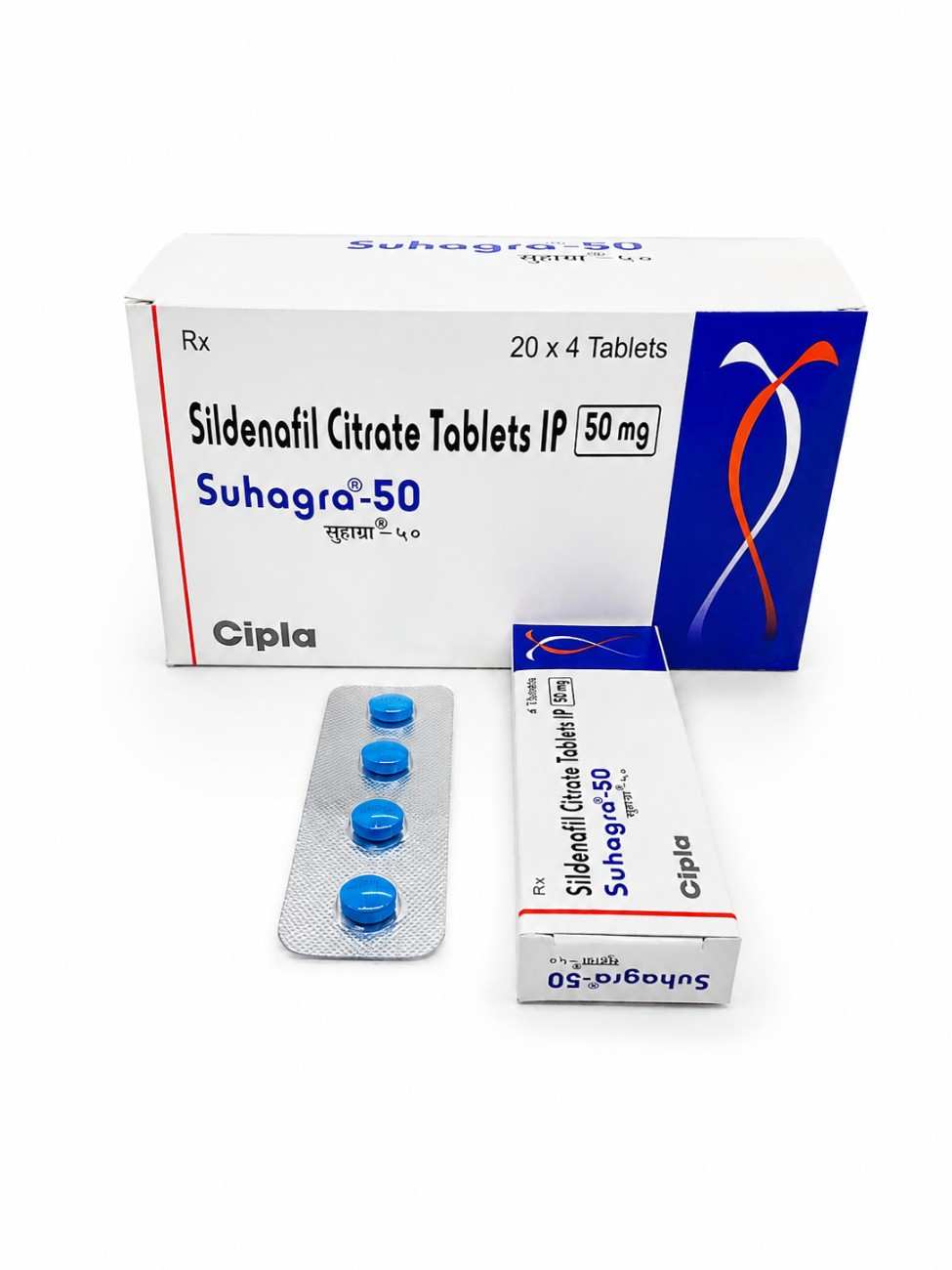 Suhagra 50 Sildenafil Citrate Tablets IP box and blister strip