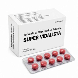 Super Vidalista Tadalafil and Dapoxetine Tablets box and blister strip