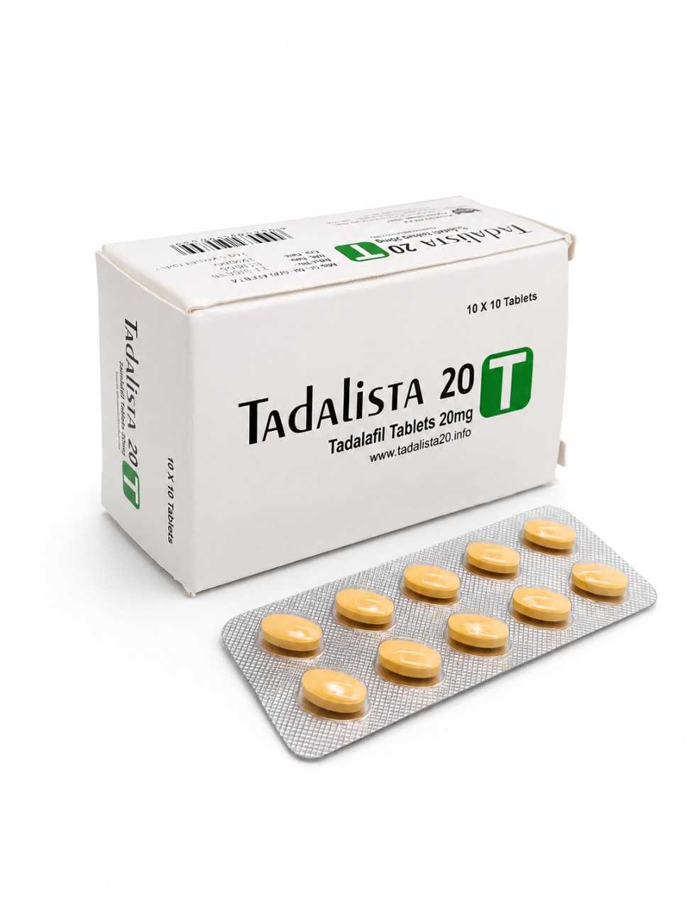 Tadalista 20mg Tadalafil Tablets box and blister strip