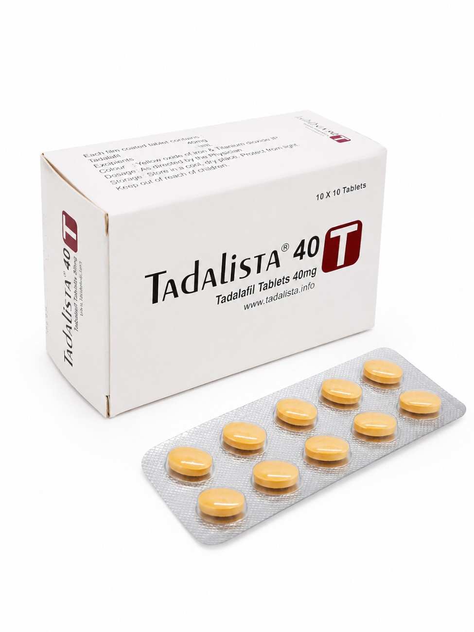 Tadalista 40mg Tadalafil Tablets box and blister strip