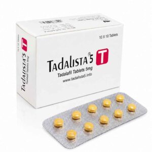 Alt Text: Tadalista 5mg Tadalafil Tablets box and blister strip