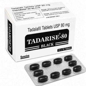 Tadarise Black 80mg Tadalafil Tablets box and blister strip
