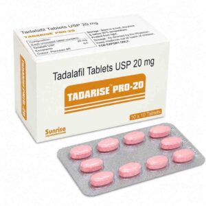 Tadarise Pro 20mg Tadalafil Sublingual Tablets box and blister strip