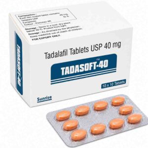 Tadasoft 40mg Tadalafil Tablets box and blister strip