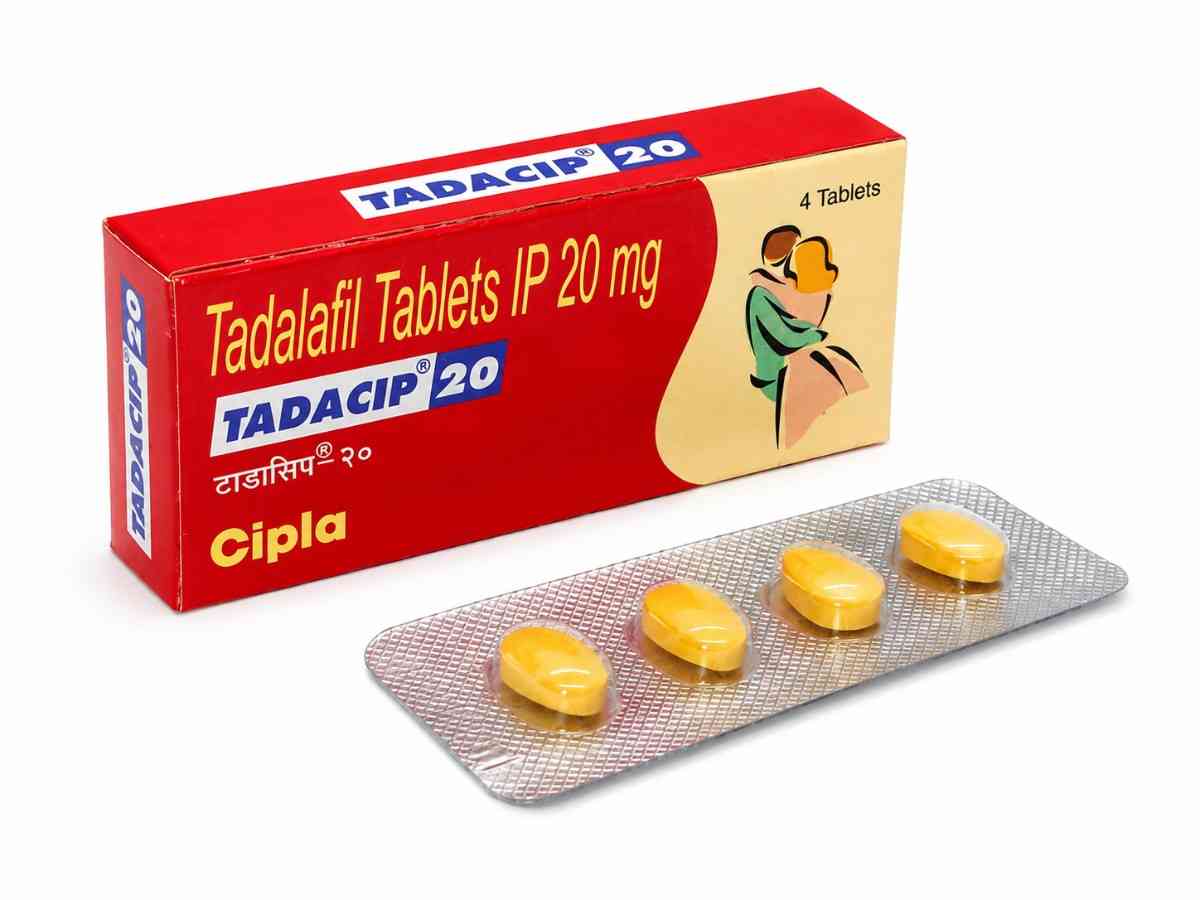 Tadacip 20mg Tadalafil Tablets box and blister strip