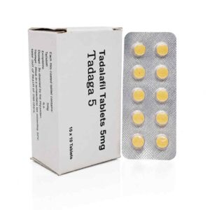Tadaga 5mg Tadalafil Tablets box and blister strip
