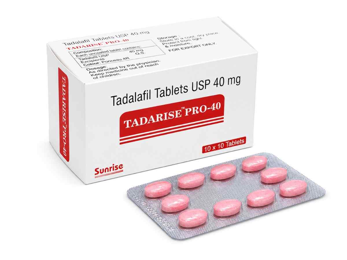 Tadarise Pro 40mg Tadalafil Sublingual Tablets box and blister strip