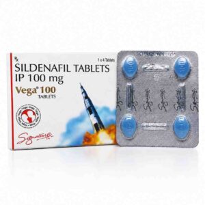 Vega 100 mg Sildenafil Tablets IP box and blister strip