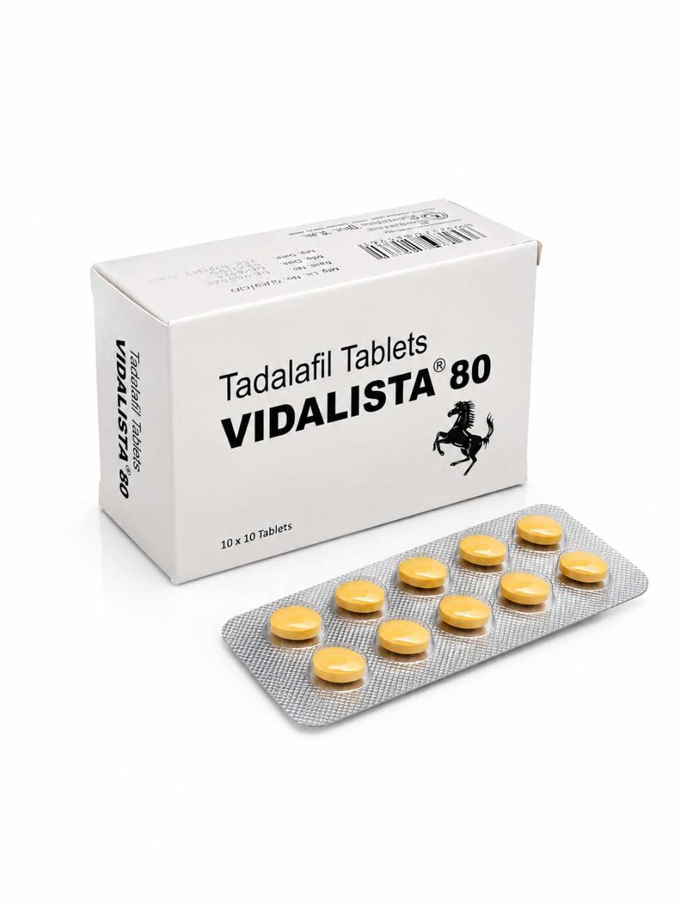 Vidalista 80 mg Tadalafil Tablets box and blister pack