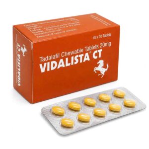 Vidalista CT 20 mg Tadalafil Soft Chewable Tablets box and blister strip