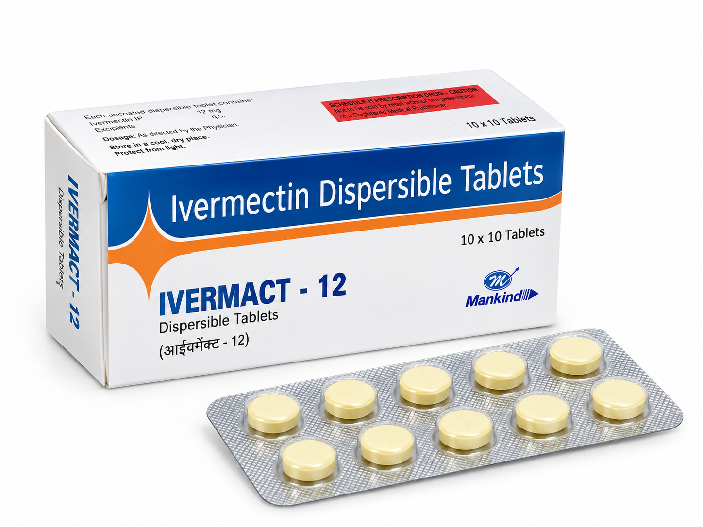 IVERMACT-12 Ivermectin Dispersible Tablets 12mg Mankind Pharma